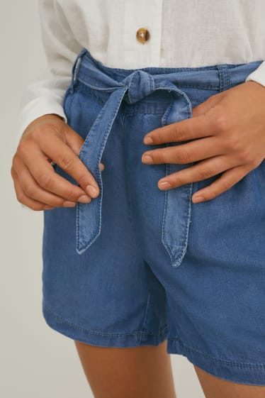 Damen - Shorts - High Waist - jeansblau