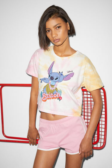 Dámské - CLOCKHOUSE - krátké tričko - Lilo & Stitch - barevná