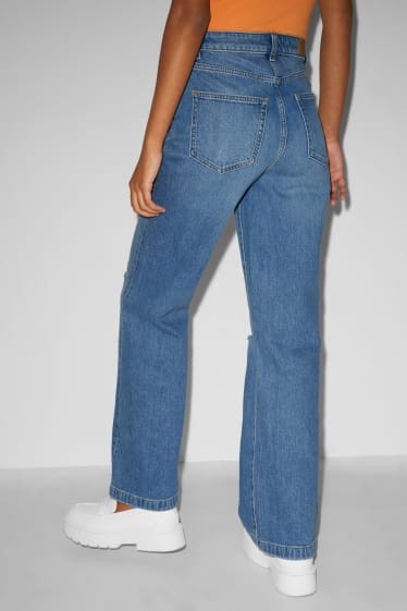 Dames - CLOCKHOUSE - wide leg jeans - high waist - jeansblauw