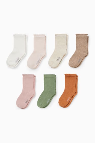 Bébés - Lot de 7 paires - chaussettes pour bébé - beige