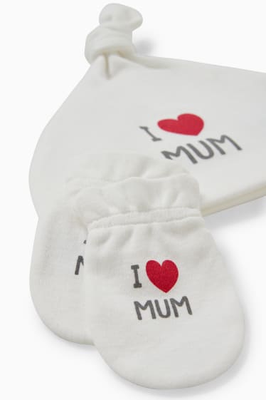 Unisex - Set - babymuts en antikriebelwantjes - 3-delig - zuiver wit
