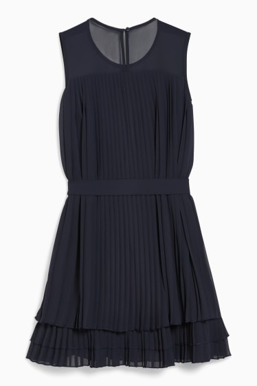 Enfants filles - Robe en gaze - plissée - bleu foncé