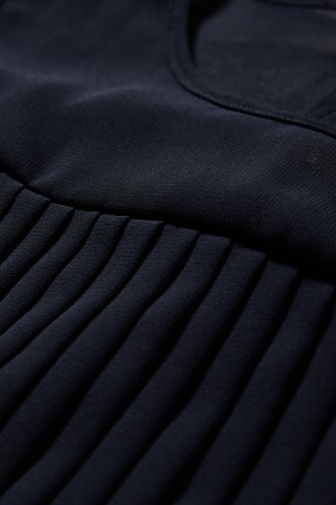 Enfants filles - Robe en gaze - plissée - bleu foncé