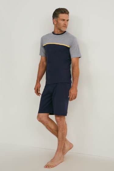 Home - Pijama curt - blau fosc