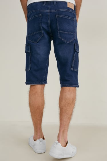 Men - Cargo denim shorts - LYCRA® - denim-dark blue