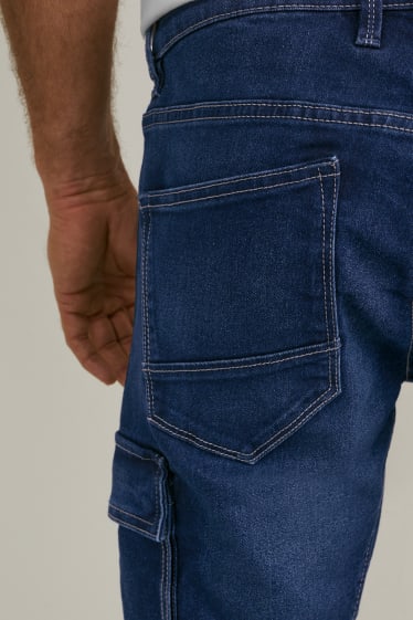 Herren - Cargo-Jeans-Shorts - LYCRA® - dunkeljeansblau