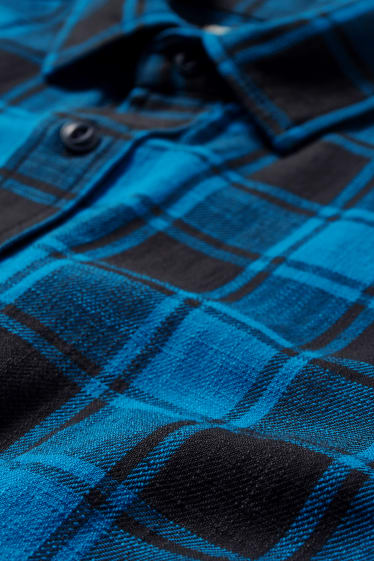 Heren - Overhemd - regular fit - kent - geruit - blauw