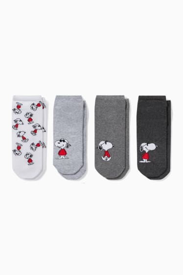 Femmes - Lot de 4 paires - chaussettes de sport à motif - Snoopy - gris clair chiné