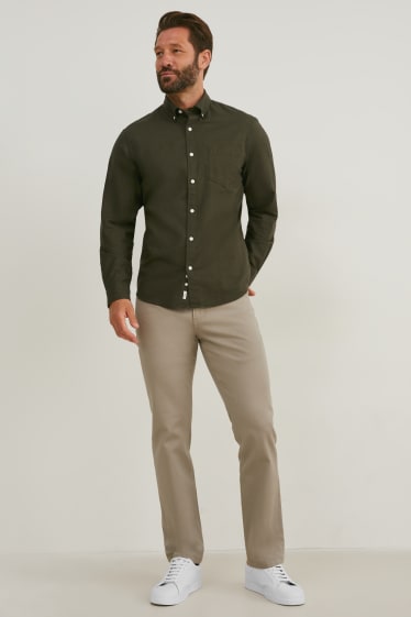 Pánské - Oxfordská košile - regular fit - button-down - tmavozelená