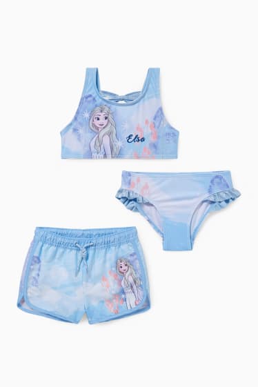 Kinderen - Frozen - set - bikini en zwemshort - 3-delig - lichtblauw