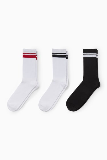 Hommes - CLOCKHOUSE - lot de 3 - chaussettes de tennis - noir / blanc