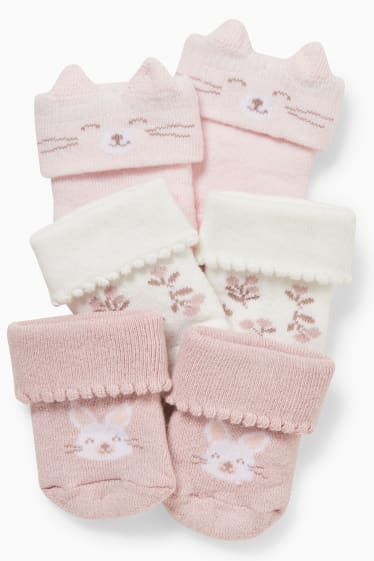 Bébés - Lot de 3 paires - chaussettes pour bébé - rose