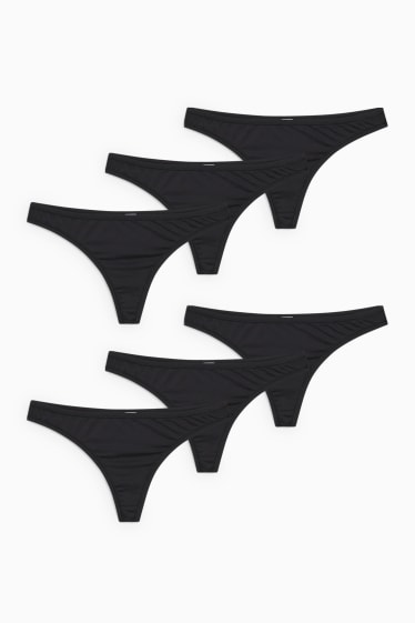 Femmes - Lot de 6 - strings - LYCRA® - noir