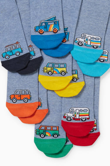 Kinder - Multipack 7er - Auto - Socken mit Motiv - dunkelblau