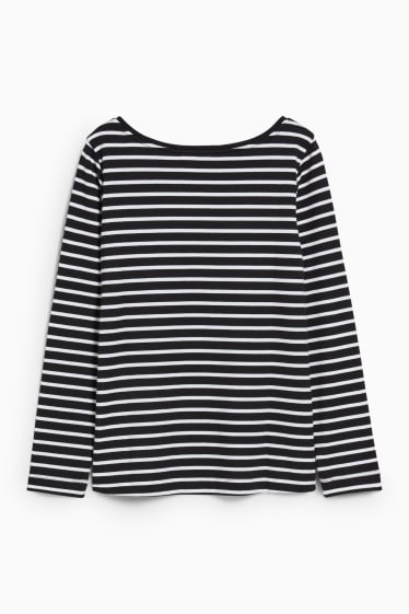 Women - Basic long sleeve top  - striped - black