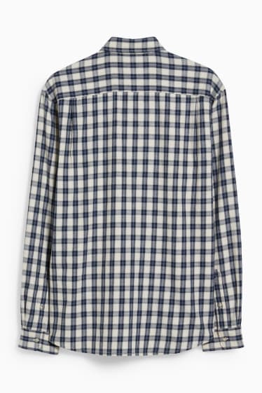 Pánské - Košile - regular fit - button-down - kostkovaná - modrá/bílá