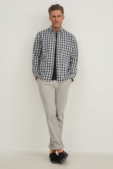 Pánské - Košile - regular fit - button-down - kostkovaná - modrá/bílá