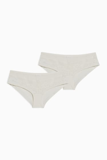 Mujer - Pack de 2 - hipsters - LYCRA® - blanco roto