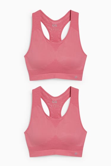 Donna - Confezione da 2 - reggiseno sportivo - imbottito - fucsia