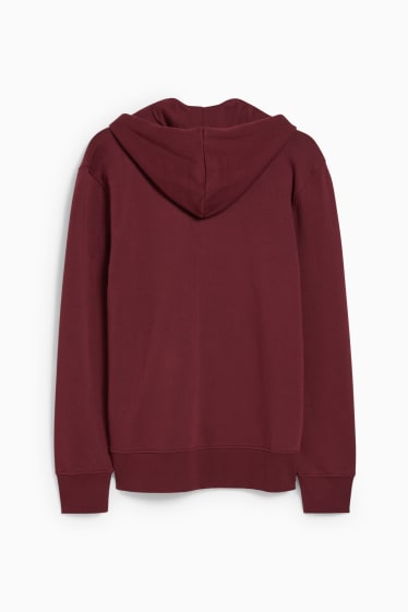 Uomo - Felpa con zip e cappuccio - rosso scuro