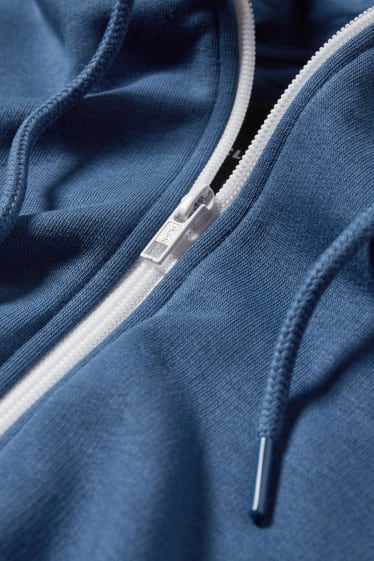 Uomo - Felpa con zip e cappuccio - blu