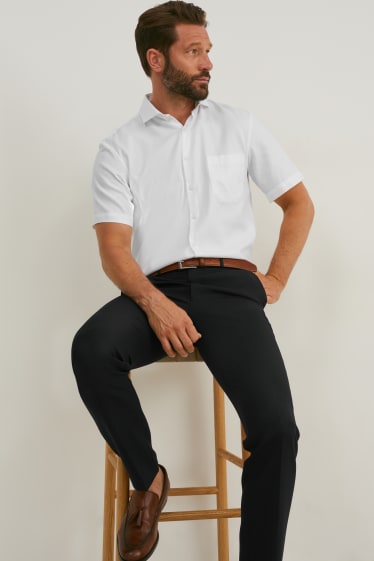 Uomo - Camicia business - regular fit - cutaway - senza necessità di stiratura - bianco-melange