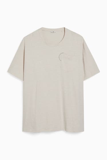 Men - T-shirt - beige-melange
