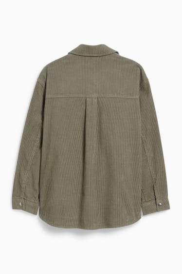 Women - Corduroy shacket - green