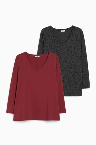 Mujer - Pack de 2 - camisetas de manga larga - LYCRA® - gris oscuro