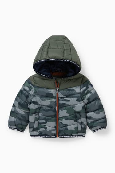 Babys - Baby-Steppjacke mit Kapuze - gemustert - dunkelgrün