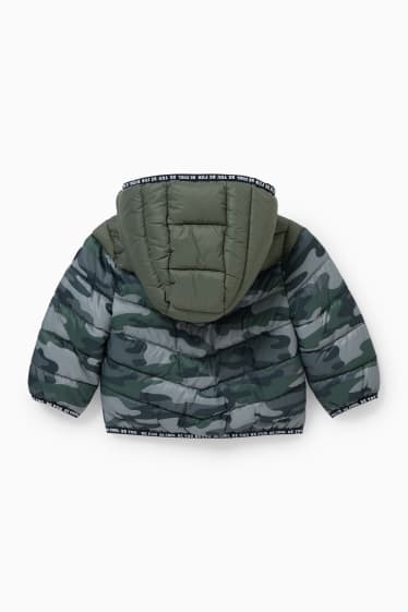 Babys - Baby-Steppjacke mit Kapuze - gemustert - dunkelgrün