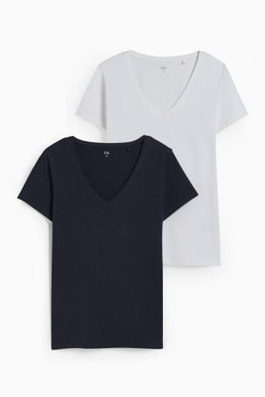 Kobiety - Wielopak, 2 szt. - T-shirt typu basic - ciemnoniebieski
