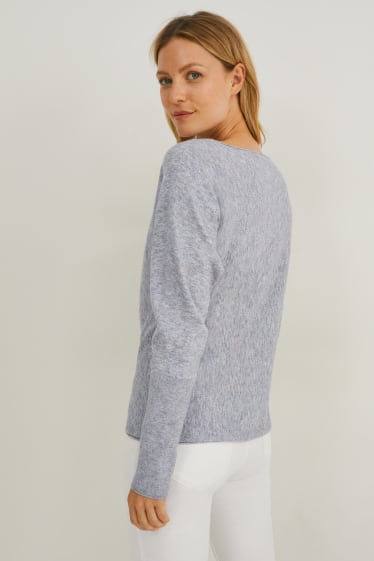 Donna - Maglione in maglia fine - grigio melange