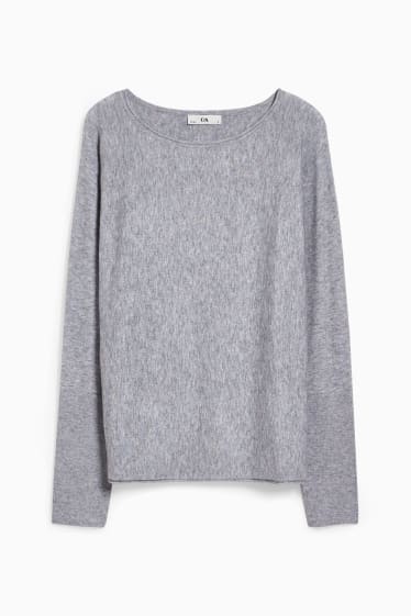 Donna - Maglione in maglia fine - grigio melange