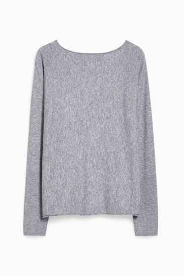 Donna - Maglione in maglia fine - grigio melange