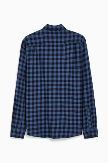 Hommes - Chemise - coupe droite - col button-down - à carreaux - bleu