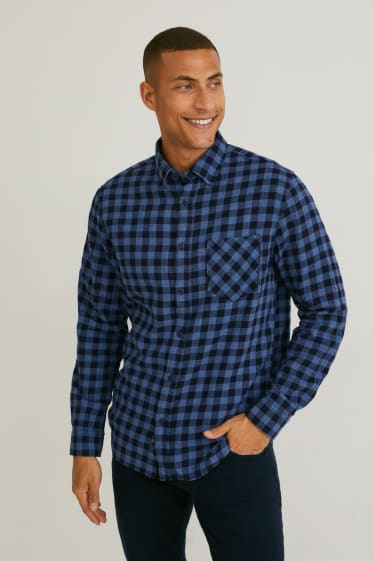 Home - Camisa - regular fit - coll amb botons - quadres - blau