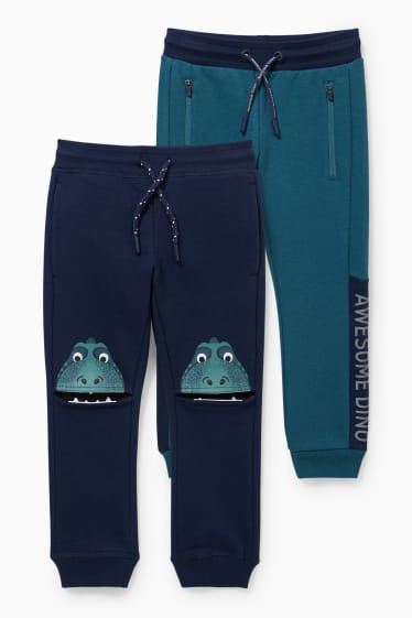 Kinderen - Set van 2 - Dino - joggingbroek - donkerblauw