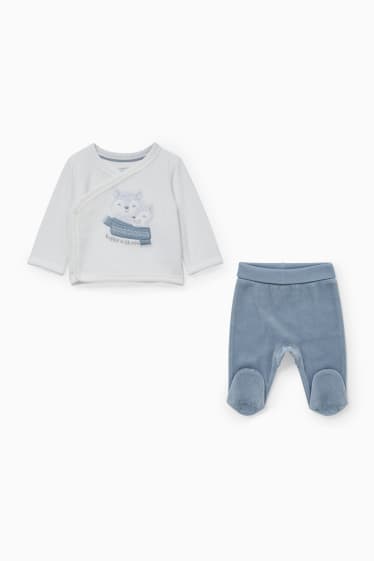 Miminka - Outfit pro novorozence - 2dílný - bílá / světle modrá