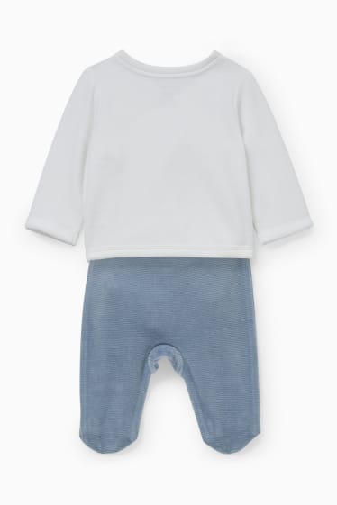 Miminka - Outfit pro novorozence - 2dílný - bílá / světle modrá