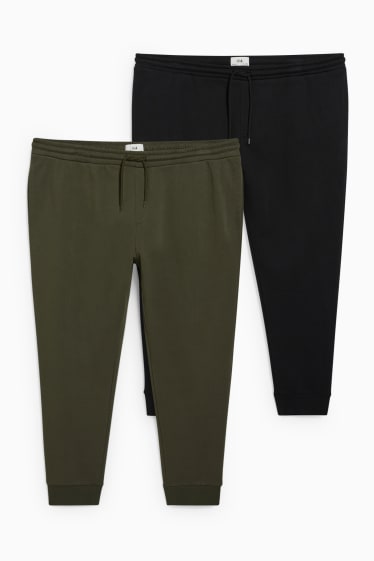 Hommes - Lot de 2 - pantalon de jogging - vert foncé / noir