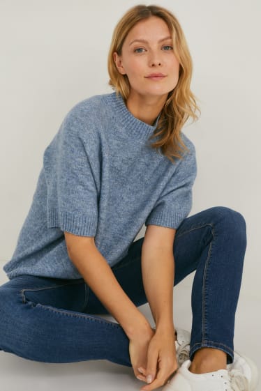 Damen - Pullover - recycelt - blau-melange