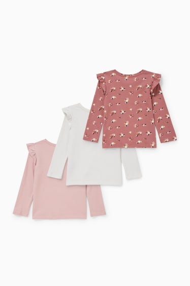 Kinderen - Set van 3 - longsleeve - donker rose