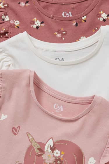 Kinderen - Set van 3 - longsleeve - donker rose