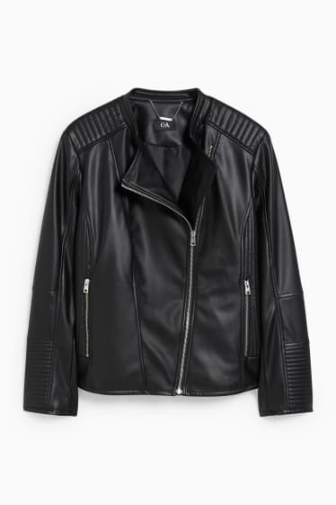 Femei - Jachetă de motociclist - imitație de piele - negru