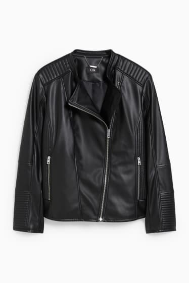 Damen - Bikerjacke - Lederimitat - schwarz