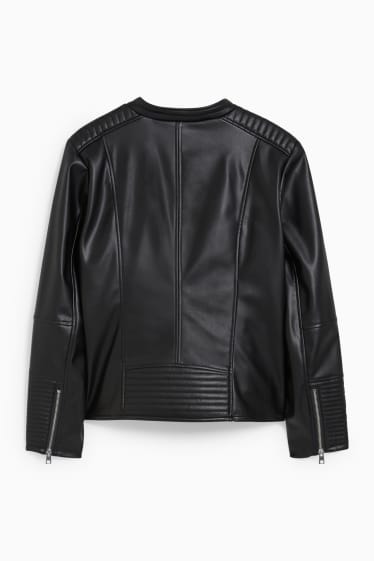 Damen - Bikerjacke - Lederimitat - schwarz