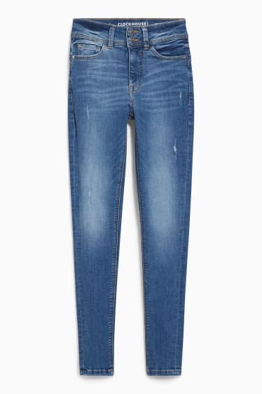 Dames - CLOCKHOUSE - skinny jeans - mid waist - push-up effect - jeansblauw