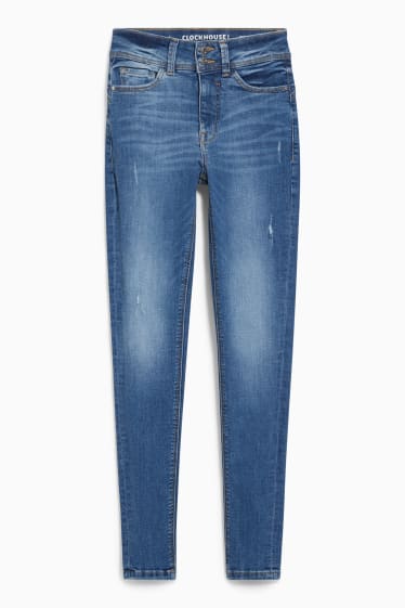 Women - CLOCKHOUSE - skinny jeans - mid-rise waist - push-up effect - blue denim