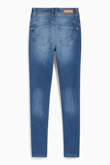 Women - CLOCKHOUSE - skinny jeans - mid-rise waist - push-up effect - blue denim